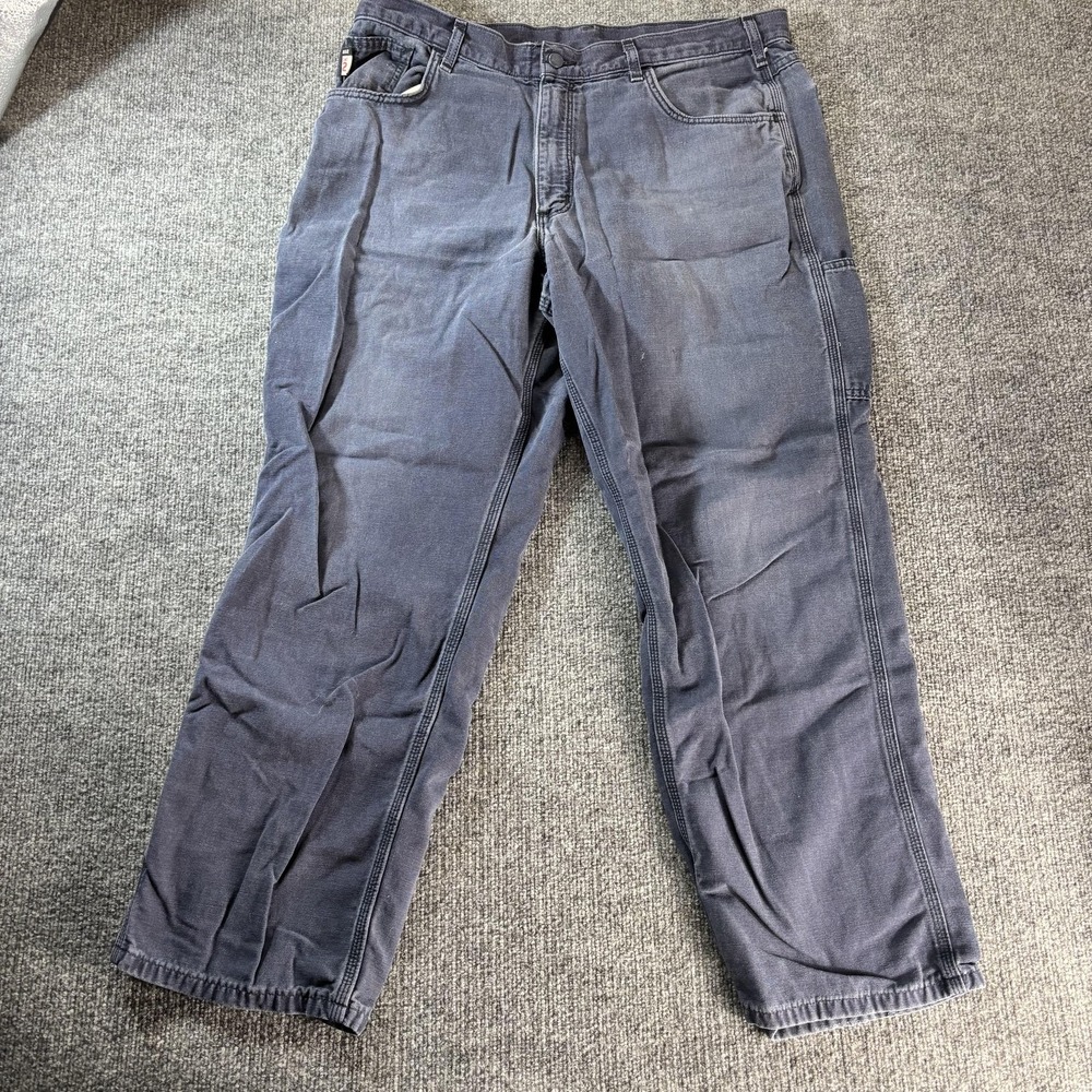 Carhartt FRB159 Pants Mens 38x30 Blue Flame Resistant Canvas Workwear‎ Carpenter